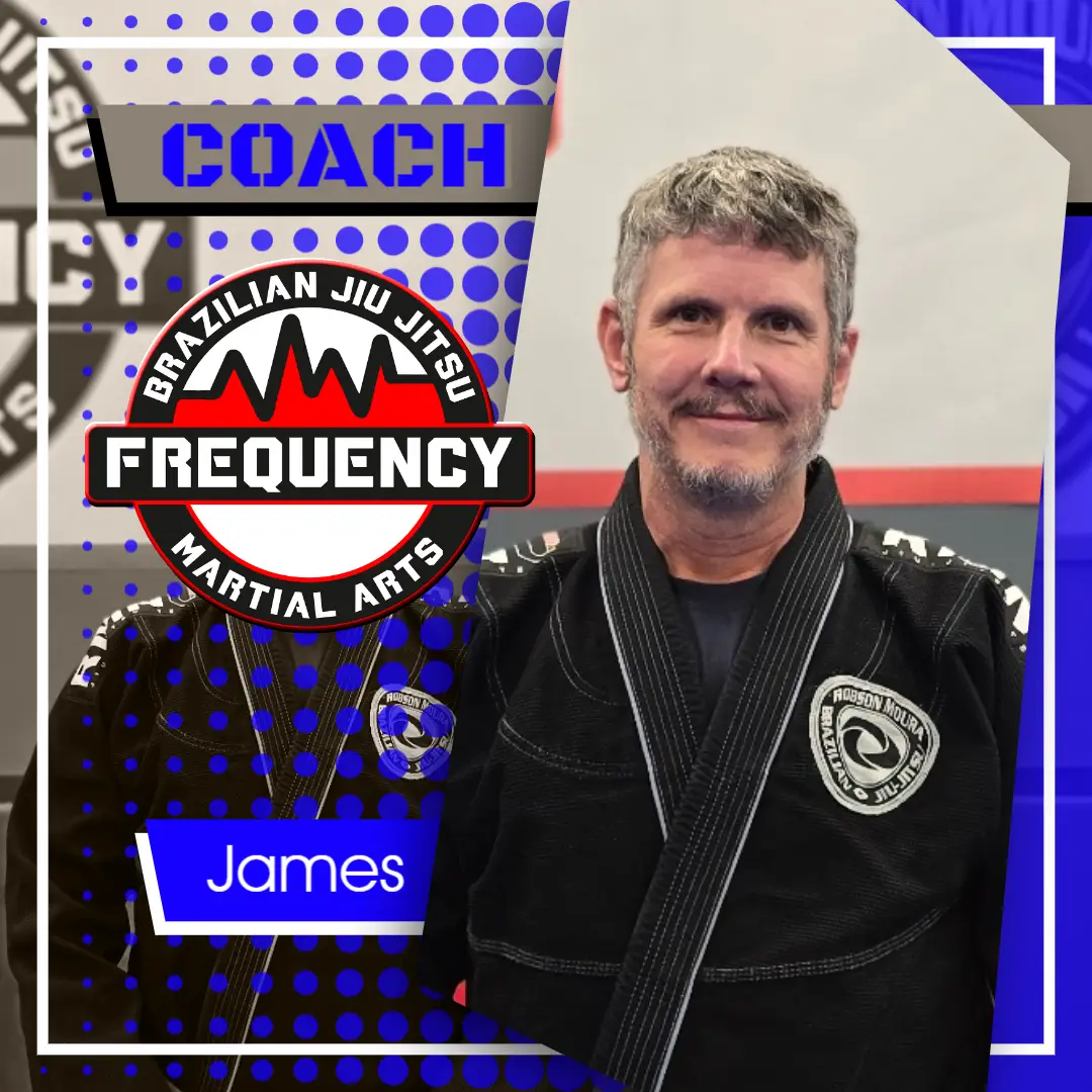 Coach James at Frequency Martial Arts in Bloomington, IL, teaching Brazilian Jiu Jitsu with expert instruction and personalized training.