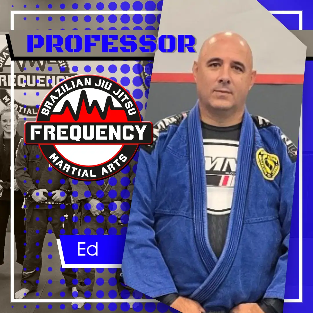 Coach Ed at Frequency Martial Arts in Bloomington, IL, teaching Brazilian Jiu Jitsu with instruction and personalized training.